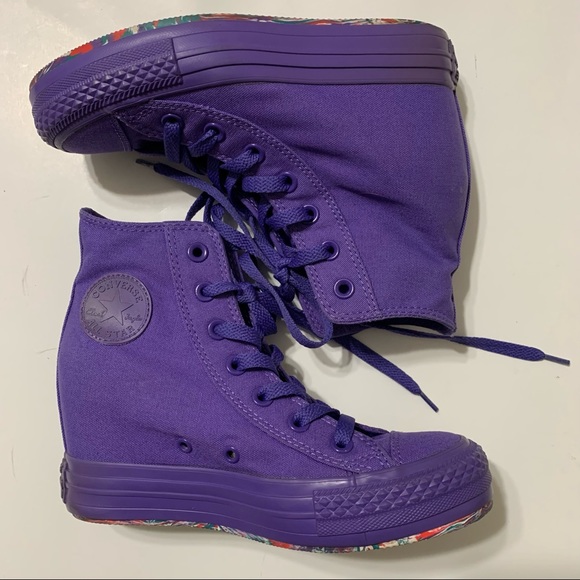 Women's Converse Chuck Taylor Purple Platform Wedge 542432C Size 6 - Picture 4 of 11